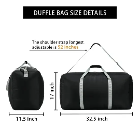 105L Extra Large Duffel Bag 32 inch Lightweight Luggage for Travel-Black image {3}