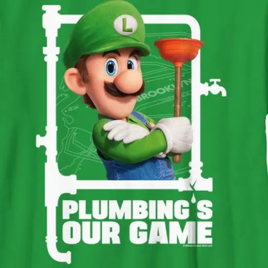 Boy's The Super Mario Bros. Movie Luigi Plumbing's Our Game T-Shirt image {1}