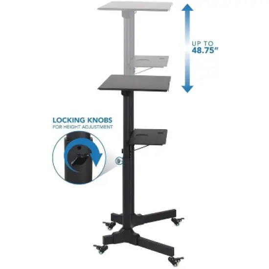 Mount-It! Mobile Standing Height Desk, Portable Podium and Rolling Presentation Lectern, Laptop Stand Up Desk with Caster Wheels image {2}
