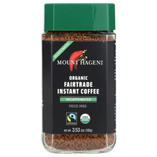 Mount Hagen Organic Fairtrade Instant Coffee, Decaffeinated, 3.53 oz (100 g) image {2}