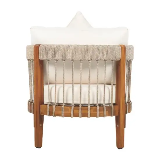 Christopher Knight Home Clifton Patio Rustic Acacia and Rope Upholstered Club Chair with Curved Back image {5}