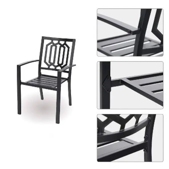 7pc Patio Dining Set with Rectangular Table with Umbrella Hole & Chairs - Captiva Designs image {3}