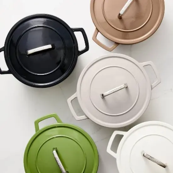 Martha Stewart 5qt Enameled Cast Iron Dutch Oven with Lid Bay Leaf: Oven-Safe, Smooth Surface Induction Compatible image {6}