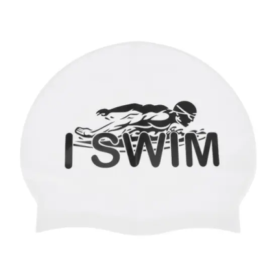 Unique Bargains Silicone Floating Pattern Waterproof Swim Cap Black White 1 Pc image {6}