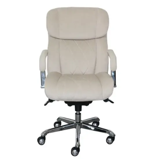 Sutherland Quilted Fabric Office Chair with Padded Arms Cream - La-Z-Boy image {1}