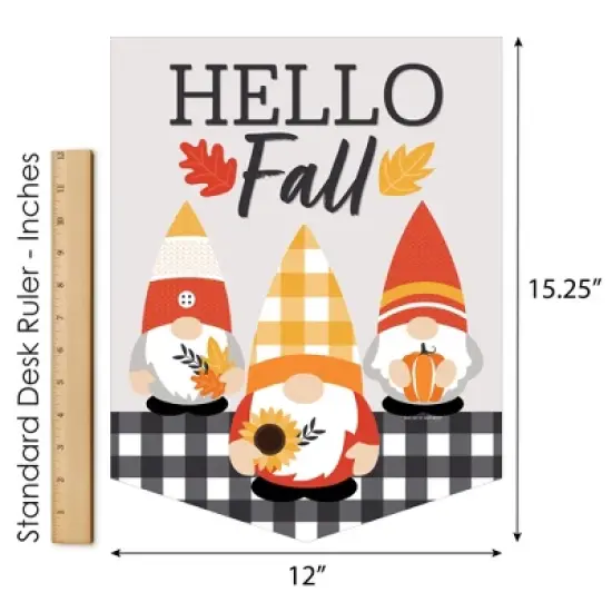 Big Dot of Happiness Fall Gnomes - Outdoor Home Decorations - Double-Sided Autumn Harvest Party Garden Flag - 12 x 15.25 inches image {4}