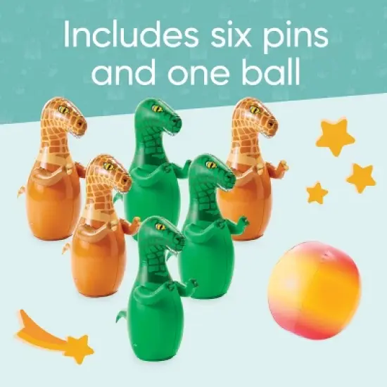 HearthSong Giant Inflatable Dinosaur Bowling Game with Six 30 Inch Dinosaur Pins and One Multi-Colored Inflatable Ball image {5}
