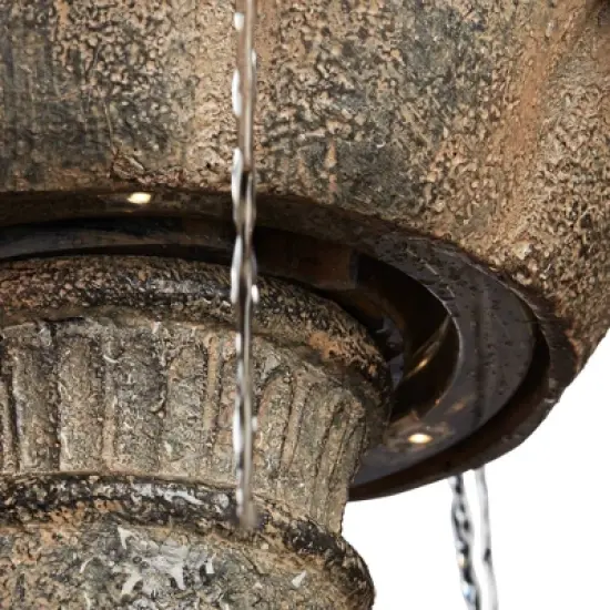 John Timberland Louvre Rustic 3 Tier Cascading Outdoor Floor Water Fountain with LED Light 44" for Yard Garden Patio Home Deck Porch Exterior Balcony image {5}