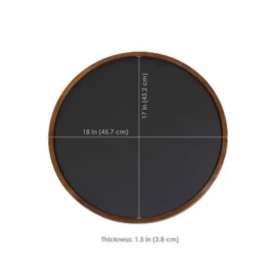 Sunnydaze Round Magnetic Chalkboard for Wall with Pine Frame, Chalk, and Eraser - Rustic Brown image {5}