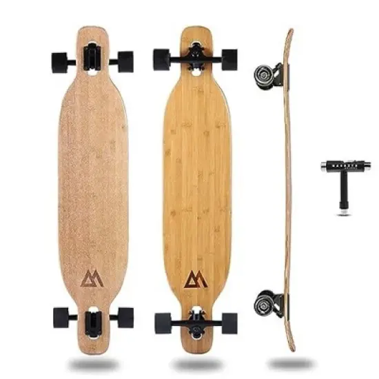 Magneto Bamboo Longboards| 42&rdquo; x 9&rdquo; | Cruising, Carving, Free-Style, and Downhill (Bamboo Drop & Fiberglass Through Longboard) image {7}