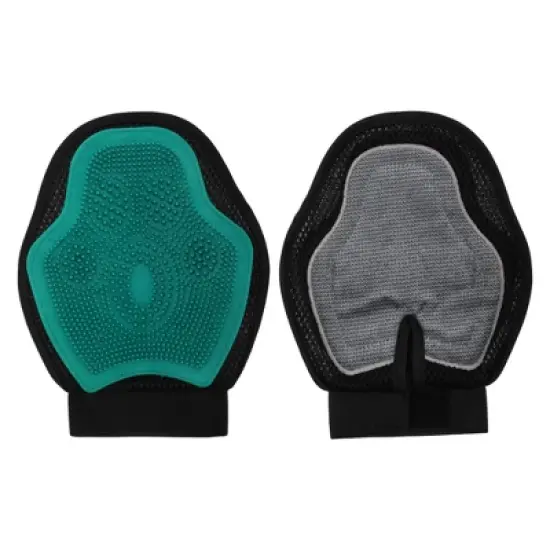 Unique Bargains Double-Sided Pet Grooming Gloves Green 1 Pc image {2}