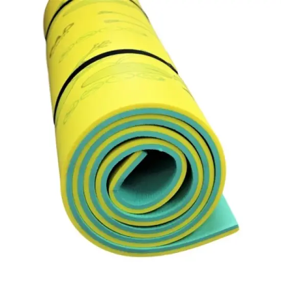 Aqua Lily Pad 9 x 3 Foot Tadpole Double Adult Floating Foam Pool Lounger Water Blanket Table Bed Mat with Pillow Straps & Storage Bag, Green/Yellow image {3}