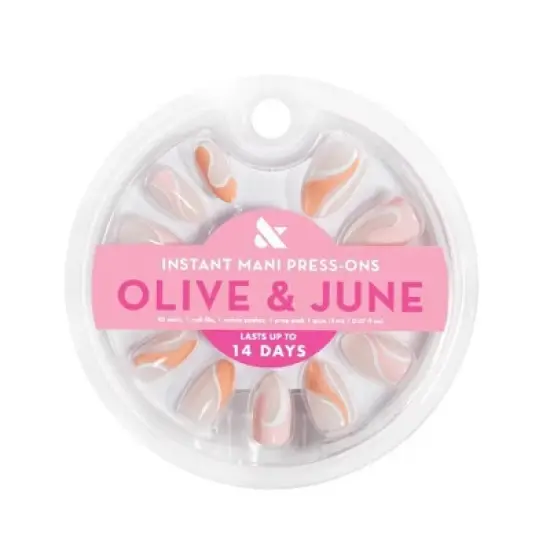 Olive & June Press-On Fake Nails - M Almond - Pink Swirl Mixed Pack - 42ct image {5}