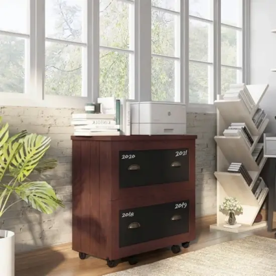 Garon Rustic 2 Drawer Filing Cabinet Walnut- miBasics image {4}