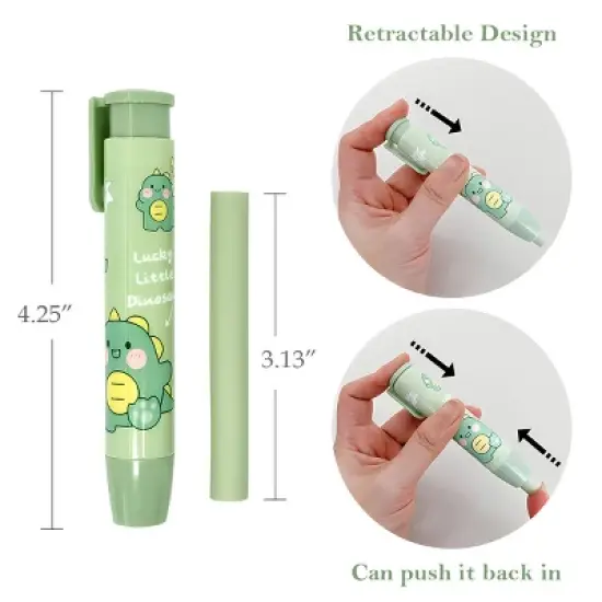 Wrapables Clickable Push Button Erasers, Retractable Erasers with Refills (Set of 2) image {1}