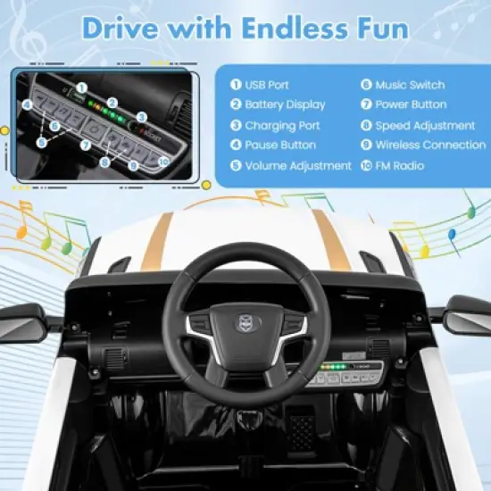 Infans Kids Ride on Police Car 12V 7A Battery Powered Cop Car w/ Remote Control image {6}