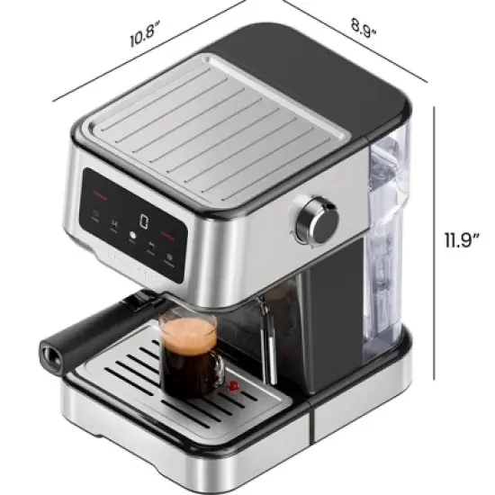 Chefman CraftBrew 15-Bar Espresso Machine w/ Steam Wand and Touch Controls &ndash; Stainless Steel image {6}