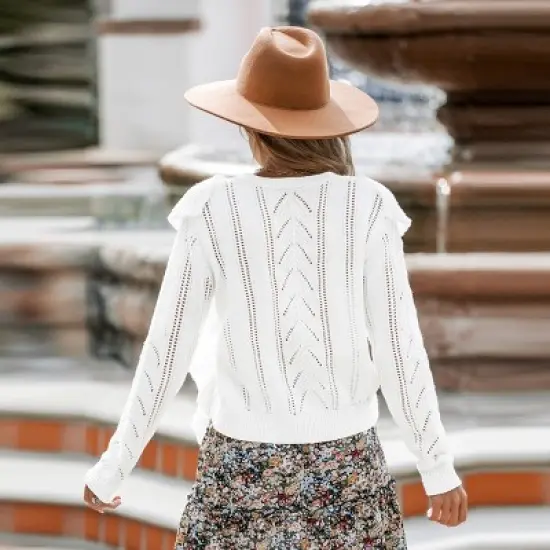 Women's Cutout Ruffled Button-Front Cardigan - Cupshe image {3}