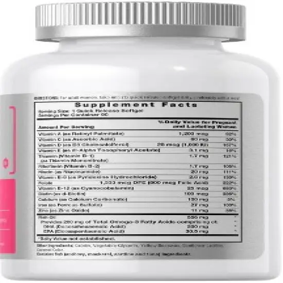 Horbaach Prenatal Vitamins With DHA And Folic Acid | 90 Softgels image {1}