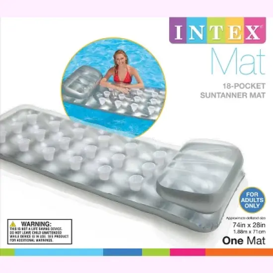 Intex 58894EP 18-Pocket French Mattress Suntanner Pool Lounger Float w/ Headrest image {5}