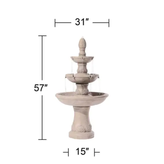 Domanico 57" High Large Italian Indoor Outdoor Decor Sand Stone Floor Fountain Waterfall 3-Tier Outside Garden Patio Yard Backyard image {3}