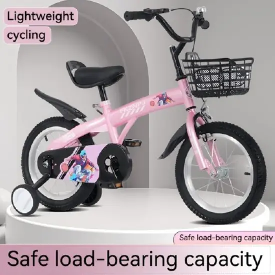 Gulches 18 inch sporty kids bike with training wheels and stand Adjustable saddle Suitable for boys and girls aged 5-10 years，Pink image {2}