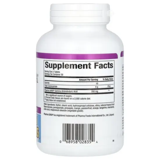 Natural Factors Stress-Relax, Pharma GABA, 100 mg, 60 Chewable Tablets image {1}