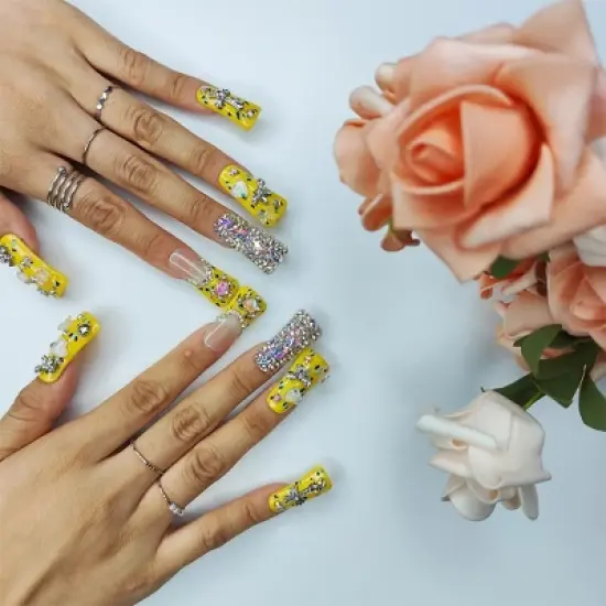 Vynxaria Yellow Transform Your Look Instantly with Wearable Nails Size M image {3}