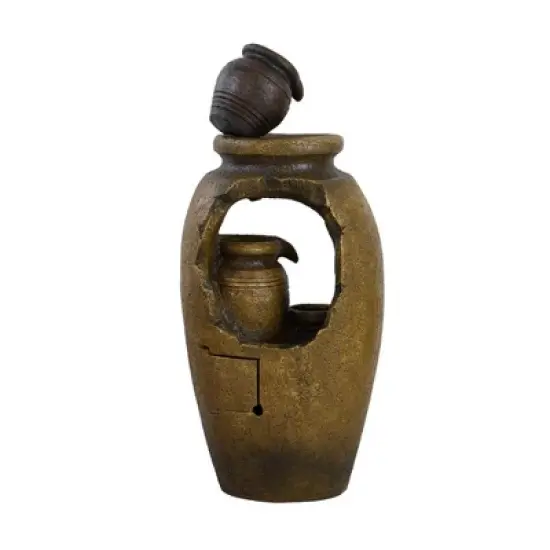 NAYSAYE Fountain Decorative 3 Tier Water Feature Rustic Design for Indoor Outdoor, Brown, 15.4"*11.8"*32.7" image {4}