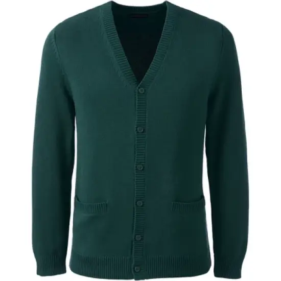 Lands' End School Uniform Men's Cotton Modal Button Front Cardigan Sweater image {2}