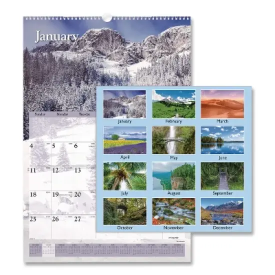 Scenic Monthly Wall Calendar, Landscape Photography, 15.5 x 22.75, White/Multicolor Sheets, 12-Month (Jan-Dec): 2026 image {1}