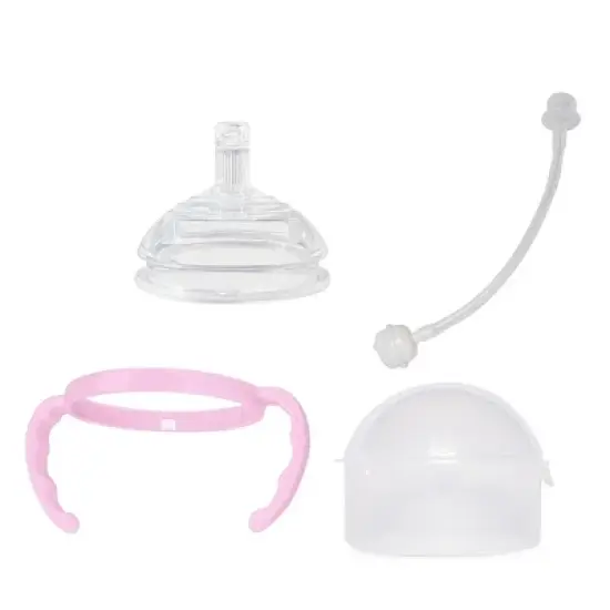 Botabee Straw Transition Cup Kit for Comotomo Baby Bottles fits 5oz & 8oz Bottles, 2 Pack, Pink image {3}