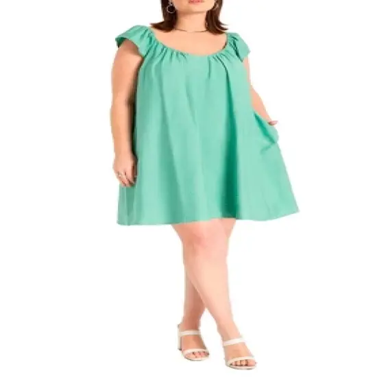 ELOQUII Women&rsquo;s Plus Size Puff Sleeve Mini Dress image {3}