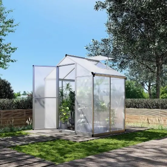 Sturdy Greenhouse, 6.25'x8' Shatterproof Polycarbonate with Large 24"x23" Roof Vent, Easy Setup image {8}