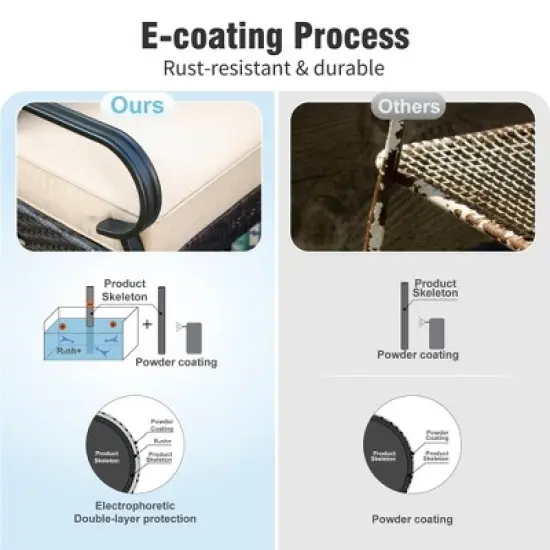 Captiva Designs 4pc Extra Large Metal and Rattan Outdoor Patio Fire Pit Set with Rocking Armchairs image {7}