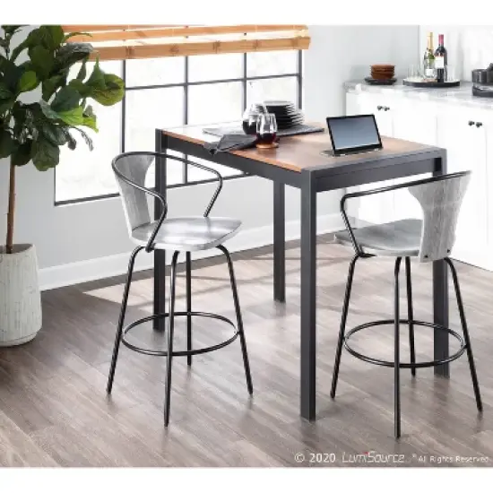 25" Waco Industrial Counter Height Barstool Black/Gray - LumiSource image {7}