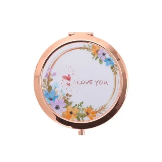 Unique Bargains Round Makeup Mirror Rose Gold Tone 1 Pc image {5}