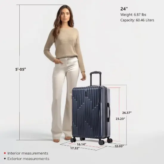 InUSA Drip Lightweight Hardside Medium Checked Spinner Suitcase - Blue image {6}