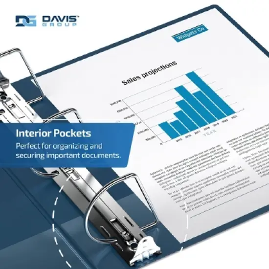 Davis Group 6pk 3" Premium Economy Round Ring Binders Navy Blue: Hard Cover, 625 Sheet Capacity, 2 Pockets, D Rings image {5}
