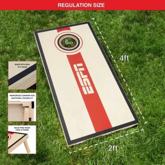 ESPN Solid Wood Cornhole Board Set, 2&rsquo;x4&rsquo; Cornhole Boards Includes Corn hole Bags and Travel Case (ES-CH330.EXv24) image {1}