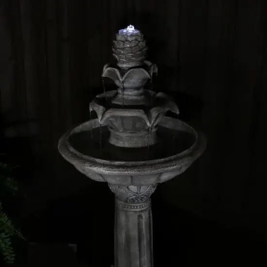 Sunnydaze Outdoor Solar Powered Ornate Elegance Tiered Water Fountain with Battery Backup and LED Light - 41" image {6}