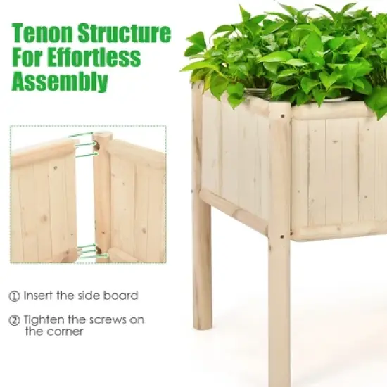 Costway Raised Garden Bed 42''x30''x32'' Elevated Wood Planter Box Stand Patio Yard image {9}