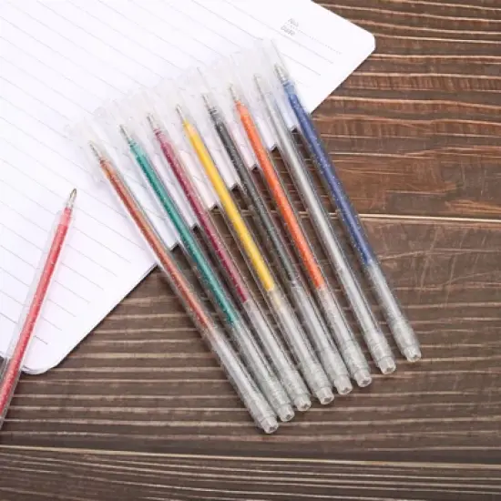 Unique Bargains 1mm Liquid Glitter Gel Pens Green/Brown/Black 9 Pcs image {4}