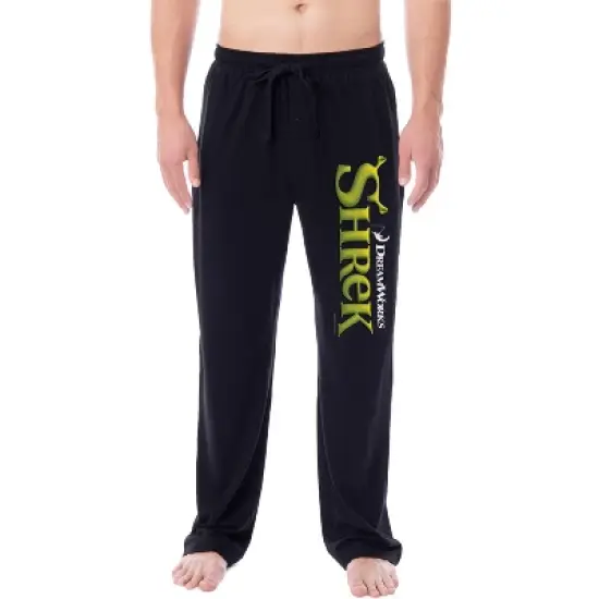DreamWorks Shrek Men's Movie Film Title Logo Character Sleep Pajama Pants Black image {3}