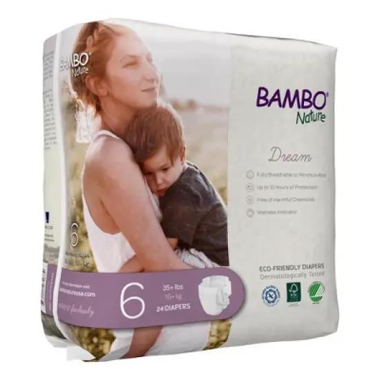 Bambo Nature Dream Disposable Diapers, Eco-Friendly, Size 6, 24 Count, 12 Packs, 288 Total image {2}