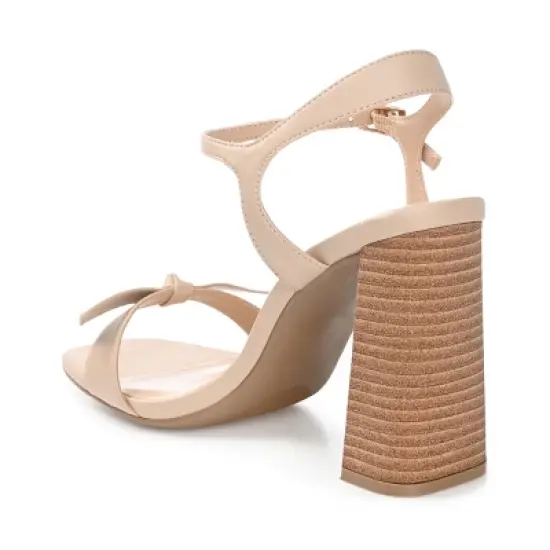 Journee Collection Womens Dianne Tru Comfort Foam Open Square Toe Stacked Heel Sandals Nude 10 image {6}