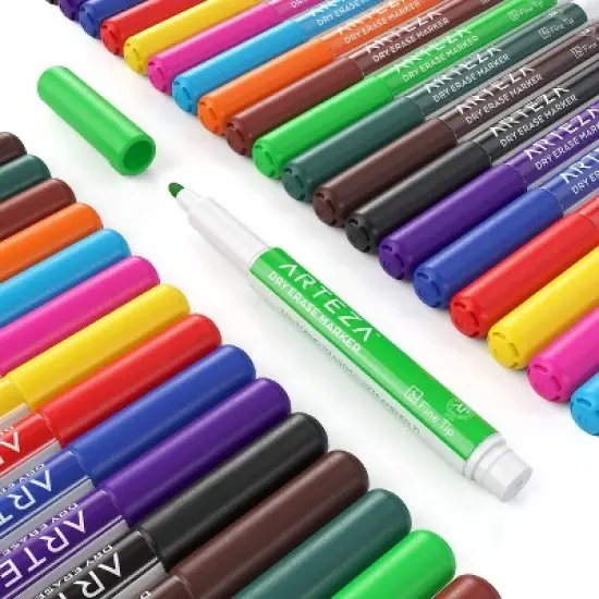Arteza Dry Erase Markers, Fine Tip, 12 Bright Colors for School - 36 Pack image {3}