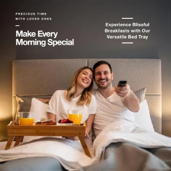 2 Pack Bamboo Bed Tray with Folding Legs, Device Holder, and Handles - 15.75" x 12" x 8.75", Perfect for Laptops, Meals, and Drinks Homeitusa image {5}