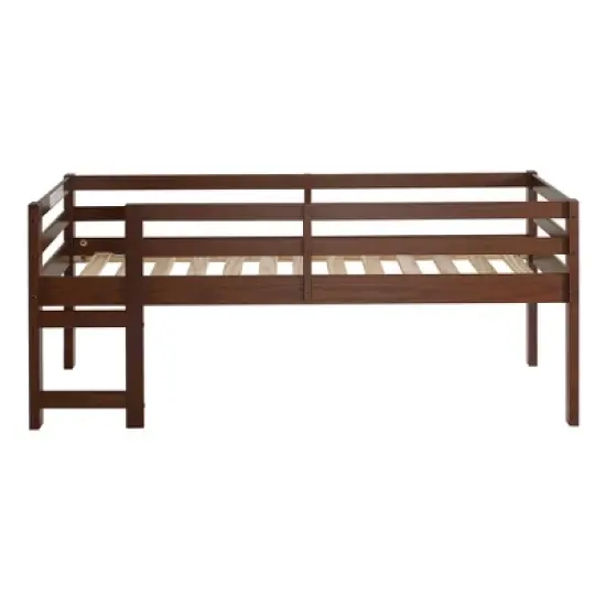 Twin Indy Solid Wood Low Loft Bed Walnut - Saracina Home image {2}
