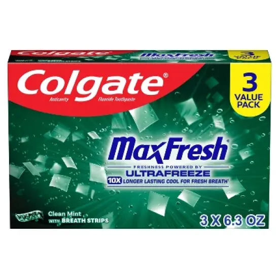 Colgate Max Fresh Toothpaste Clean Mint - 6.3oz/3pk image {12}